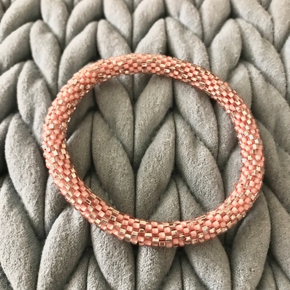 Pink & Silver Nepal Beaded Bracelet
